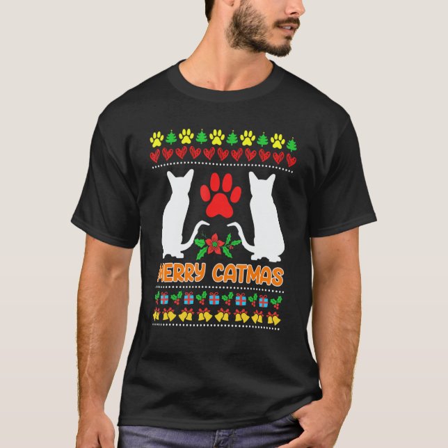 T-shirt Ugly Christmas cats (Devant)