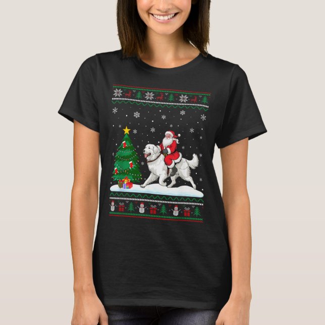 T-shirt Ugly Christmas Tree Lights Santa Riding Great Pyre (Devant)