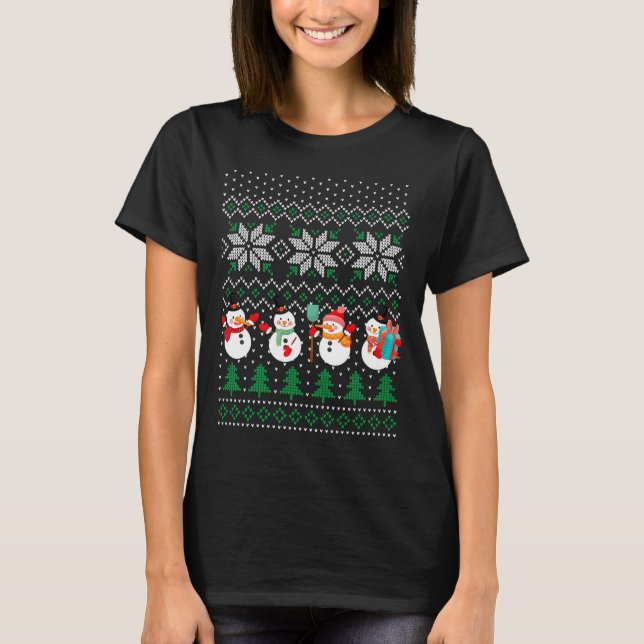 T-shirt Ugly Christmas Xmas Tree Snowman Santa Claus New Y (Devant)