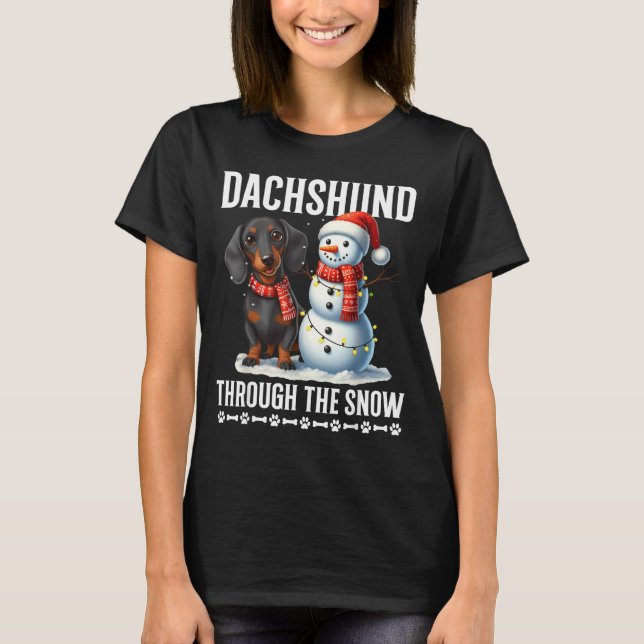 T-shirt Ugly Dachshund Christmasthrough The Snow Gift Chri (Devant)