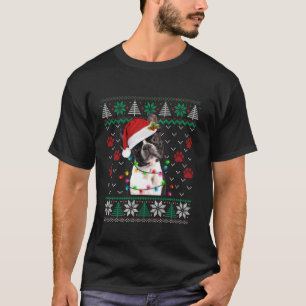 T-shirt Ugly Sweater Christmas Lights Boston Terrier Dog L