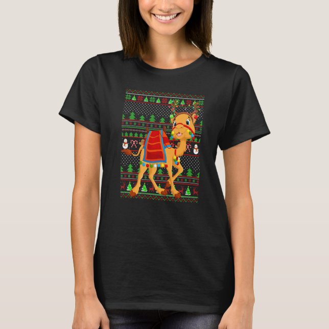 T-shirt Ugly Xmas Sweater Style Lighting Camel Christmas   (Devant)