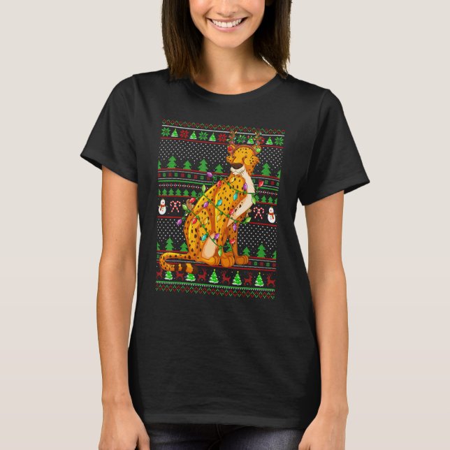 T-shirt Ugly Xmas Sweater Style Lighting Cheetah Christmas (Devant)