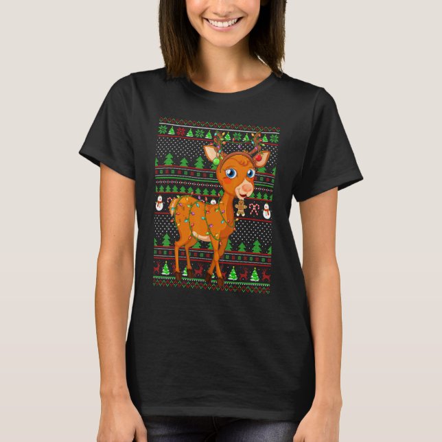 T-shirt Ugly Xmas Sweater Style Lighting Deer Christmas (Devant)