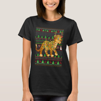 T-shirt Ugly Xmas Sweater Style Lighting Leopard Christmas