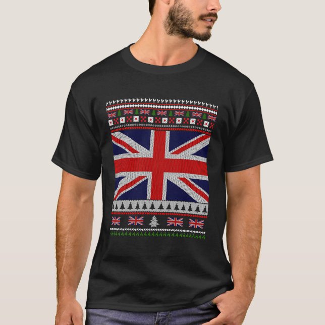 T-shirt Uk Drapeau Douceur moche Jumper pour Noël (Devant)