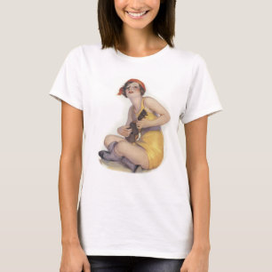 T-shirt Uke Playing Flapper Ladies light long sleeve Tee