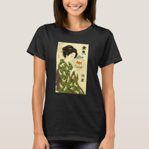 T-shirt Ukiyo-e Geisha Kimono Kanji Zen Art Japonaise Chat