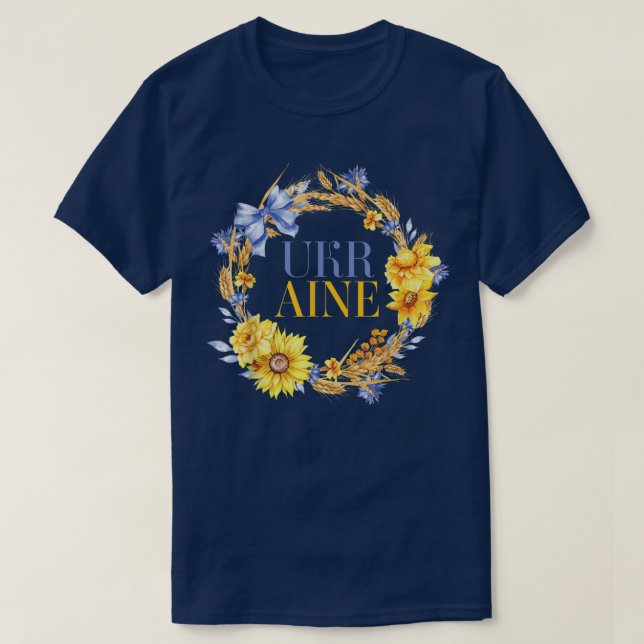 T-shirt Ukraine Blé Tournesol Fleur sauvage Wreath Ukraine (Design devant)