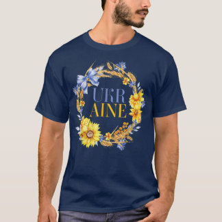 T-shirt Ukraine Blé Tournesol Fleur sauvage Wreath Ukraine