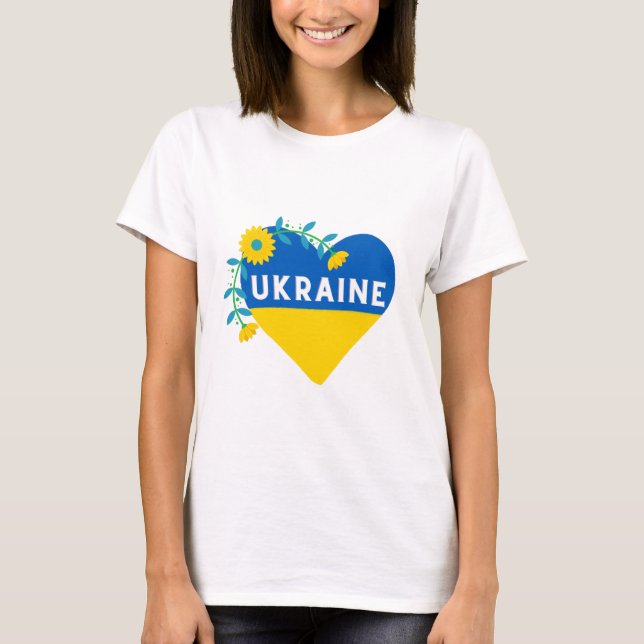 T-shirt Ukraine Carré de coeur de fleurs (Devant)