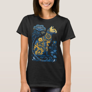 T-shirt Ukraine Chat Floral Vintage Ukrainien Drapeau Et V