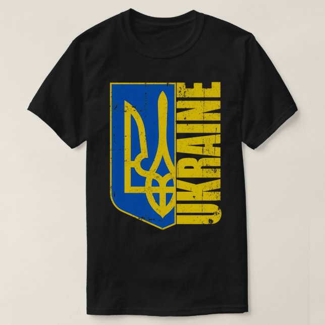 T-shirt Ukraine Drapeau de crête (Design devant)