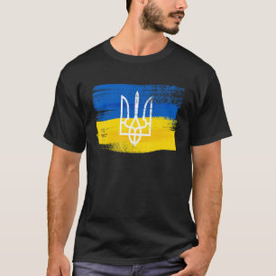 T-shirt Ukraine Drapeau et armoiries peints en ukrainien P