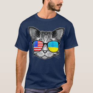 T-shirt Ukraine États-Unis Drapeau Racines Cat Ukraine Amé