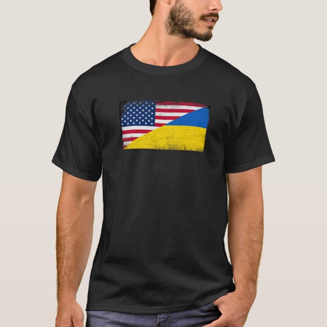 T-shirt Ukraine États-Unis Drapeau Ukraine États-Unis Drap (Devant)