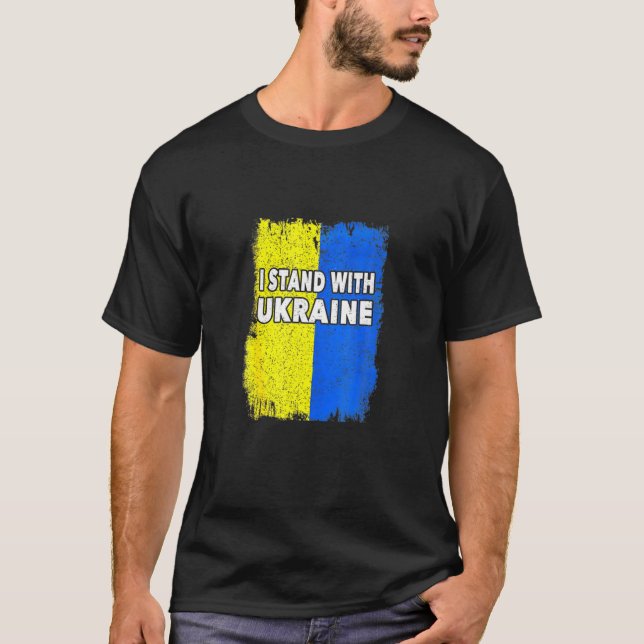 T-shirt Ukraine Je Me Tiens Avec L'Ukraine Drapeau Ukraini (Devant)