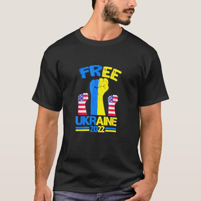 T-shirt Ukraine Je Me Tiens Avec L'Ukraine Drapeau Ukraini (Devant)