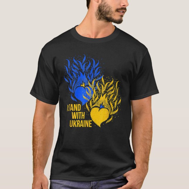 T-shirt Ukraine Soutien drapeau ukrainien Couleur bleu jau (Devant)
