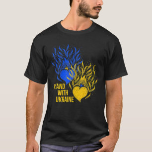 T-shirt Ukraine Supporter Flag Color Blue Yellow Fire Hear