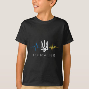 T-shirt Ukrainian Tryzub Drapeau Battement de coeur - Ukra