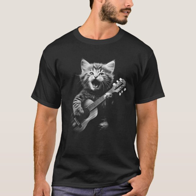 T-shirt Ukulele Chat Cute Chat Jouer 6 cordes Guitare Guit (Devant)