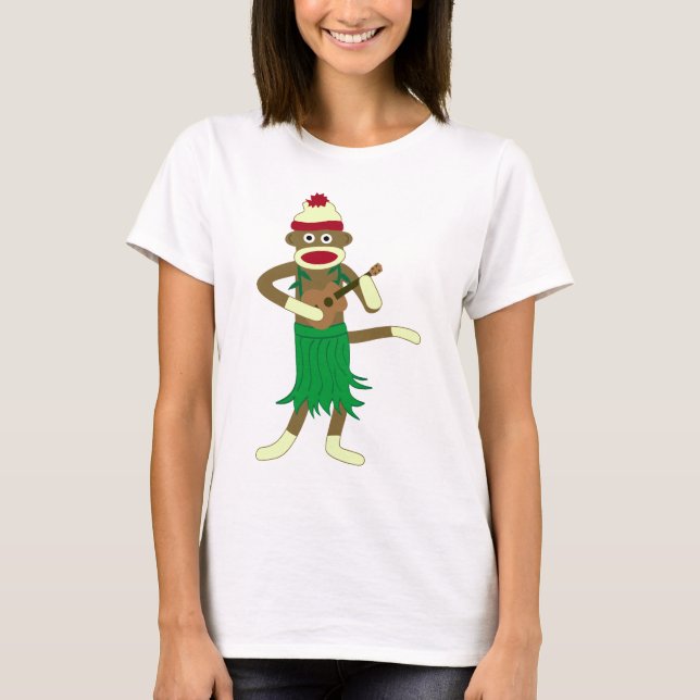T-shirt Ukulélé de singe de chaussette (Devant)