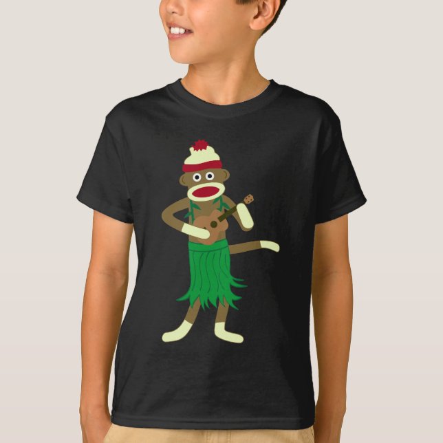 T-shirt Ukulélé de singe de chaussette (Devant)