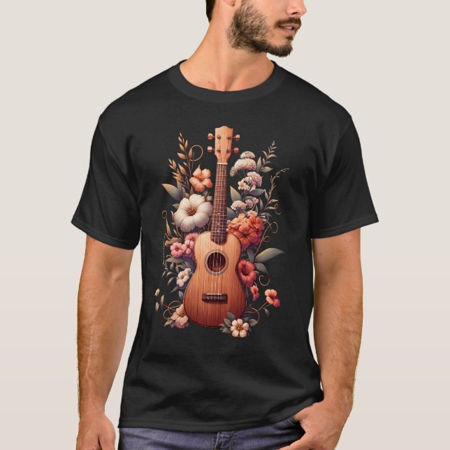 T-shirt Ukulele esthétique Floral Ukulelist Ukulele (Devant)