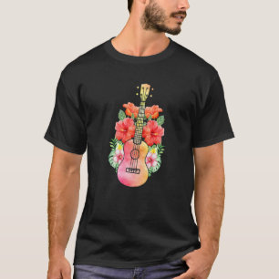T-shirt Ukulele Guitare Hawaï Musique Nature Fleurs Uke U