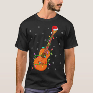 T-shirt Ukulele Music Lover Xmas Lightsanta Ukulele