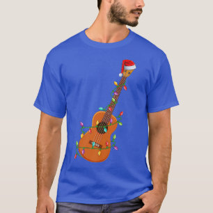T-shirt Ukulele Music Lover Xmas Santa Hat Ukulele Christm