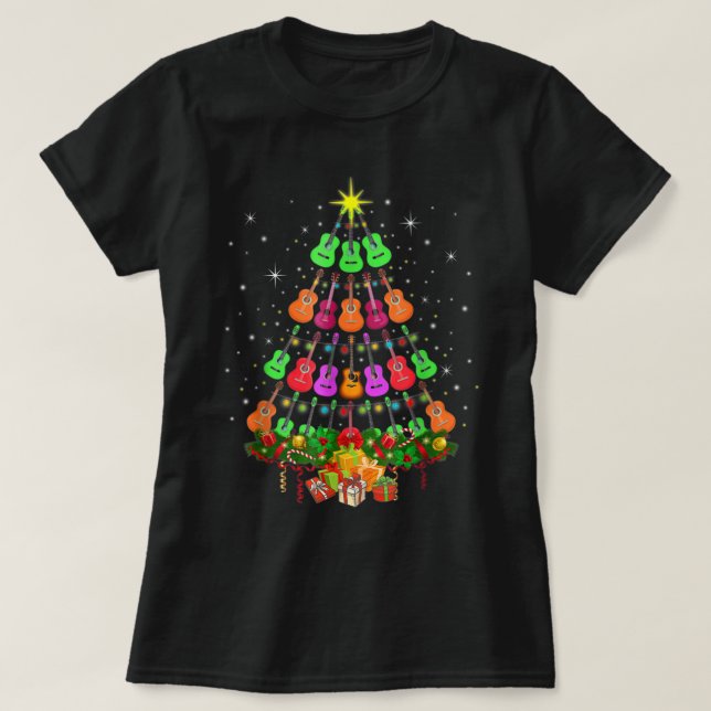 T-shirt Ukulele Music Uke Mele Kalikimaka Christmas Tree S (Design devant)