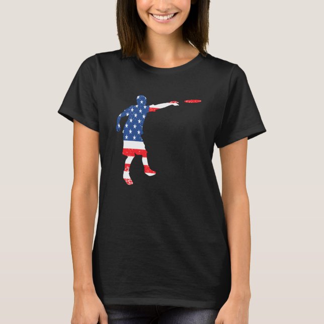 T-shirt Ultimate Frisbee Disque Golf Player Usa American F (Devant)