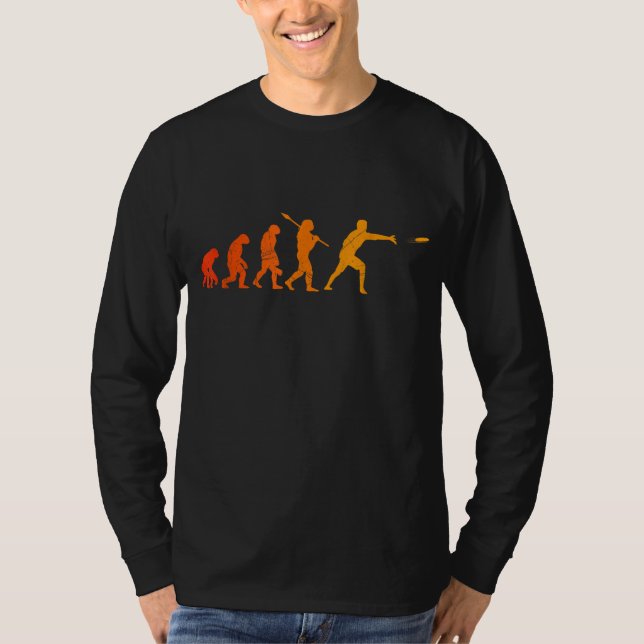 T-shirt Ultime Frisbee Evolution Disque Golf Monkey Human (Devant)