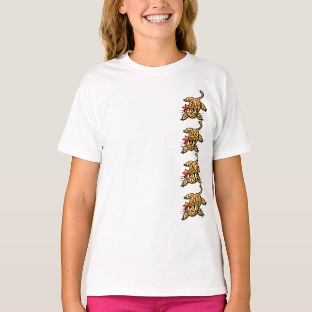 T-shirt Ultra mignon Anime Leopard Kitty Rainbow Head Band (Devant)