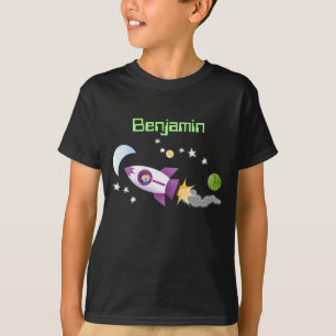 T-shirt Un adorable vaisseau-fusée dans l'espace dessin an