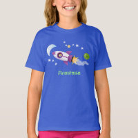 Un adorable vaisseau-fusée dans l'espace dessin an