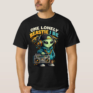 T-shirt Un Alien Bestial Solitaire - Alien Hip Hop Drôle