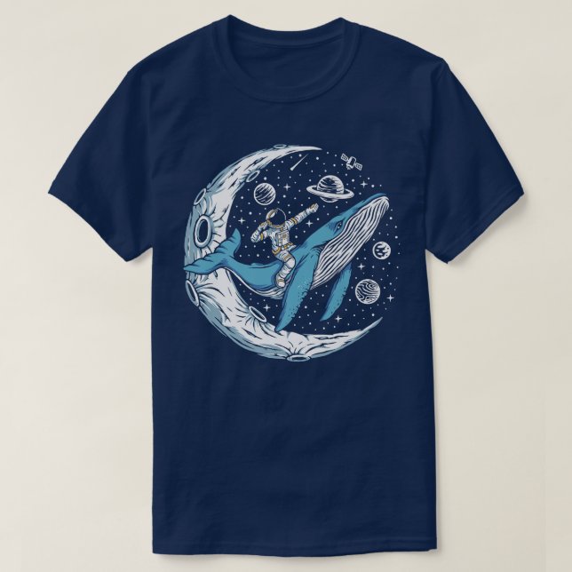 T-shirt Un Astronaute Amusant Sur La Lune À L'Oreille D'Un (Design devant)