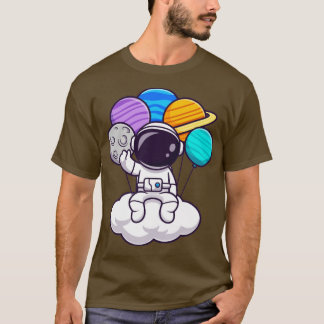 T-shirt Un Astronaute Assis Sur Le Nuage Avec Une Voiture