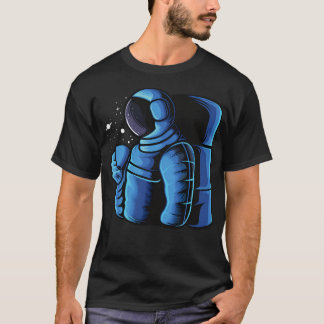 T-shirt Un Astronaute Bleu Apprécie Le Café Dans L'Espace