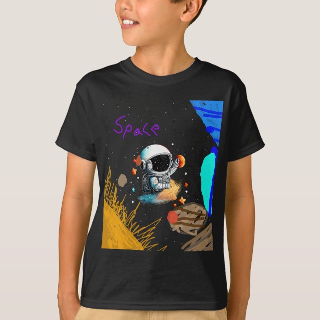 T-shirt Un astronaute dans l'espace pour enfants (Devant)