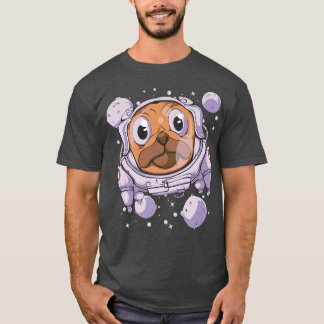 T-shirt Un astronaute de chien de Carlin mignon dans l'esp