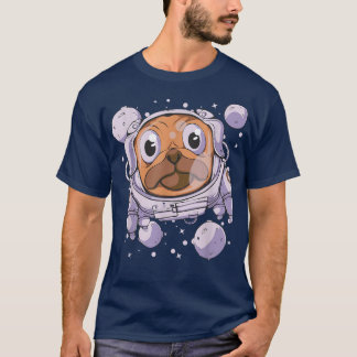T-shirt Un astronaute de chien de Carlin mignon dans l'esp