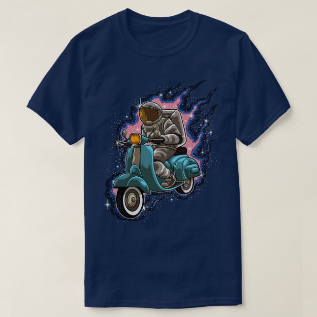 T-shirt Un Astronaute Dirige Un Scooter Galaxy Universe St (Design devant)