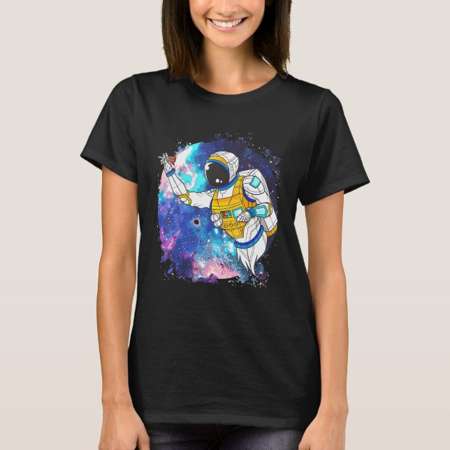 T-shirt Un astronaute joue des fléchettes dans la concepti (Devant)