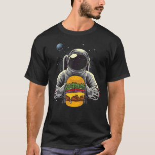 T-shirt Un astronaute mange du hamburger dans l'espace Moo