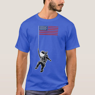 T-shirt Un astronaute mignon tient le drapeau américain de