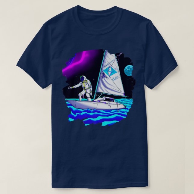 T-shirt Un astronaute navigue en bateau dans l'espace Ocea (Design devant)